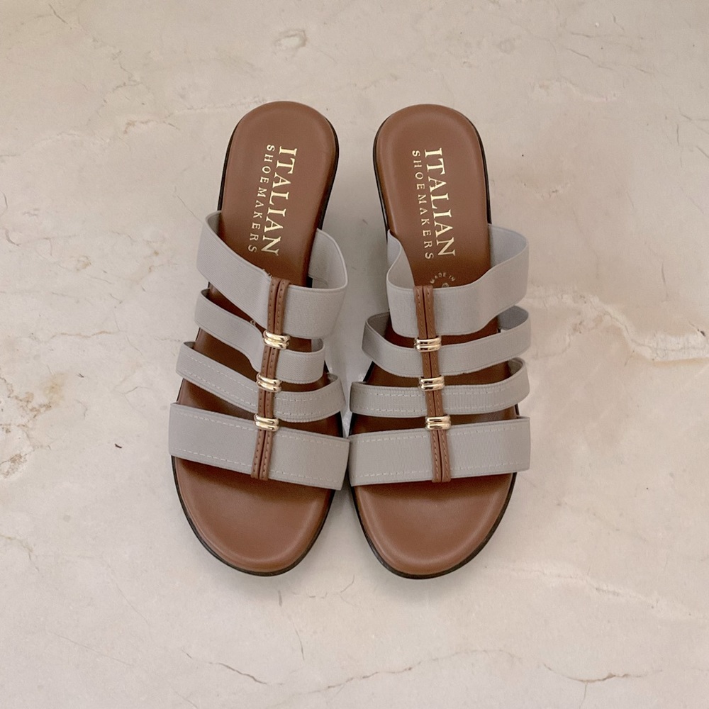 Italian Shoemakers Wedges - Lt Grey/Brown Size 8 NWT